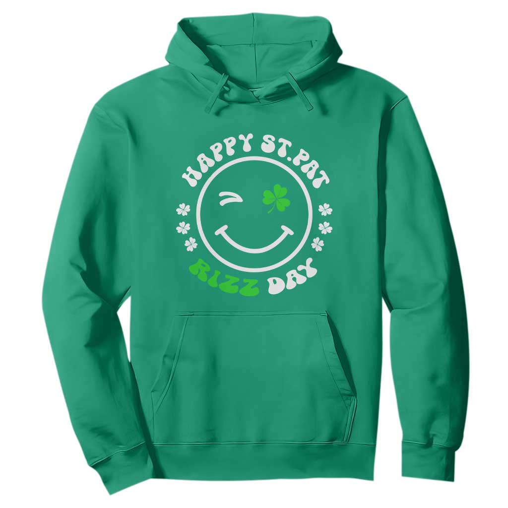 Funny St. Patrick's Day Hoodie Happy St Pat Rizz Day Shamrock Lucky Face TS09 Irish Green Print Your Wear