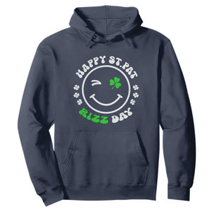 Funny St. Patrick's Day Hoodie Happy St Pat Rizz Day Shamrock Lucky Face TS09 Navy Print Your Wear