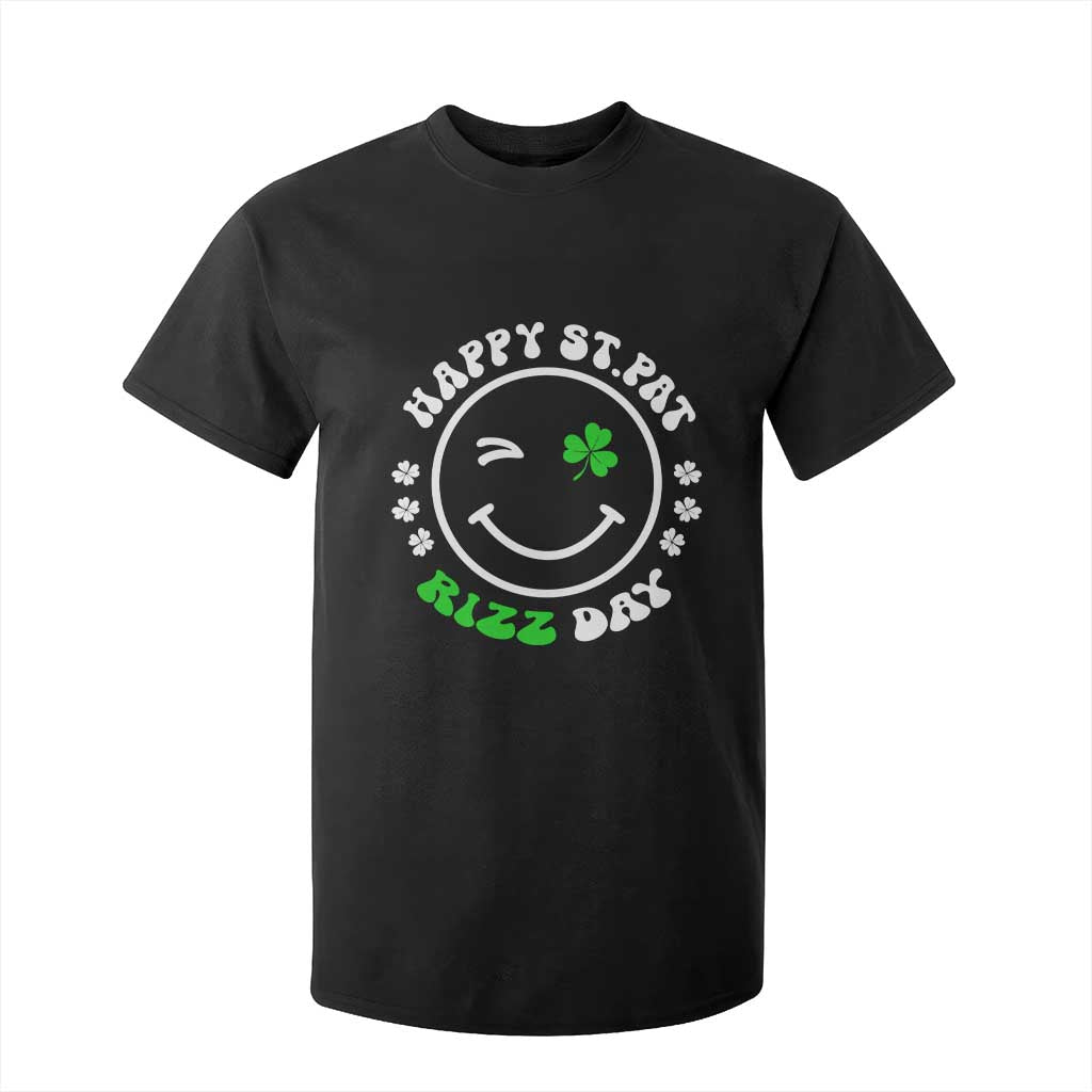 Funny St. Patrick's Day T Shirt For Kid Happy St Pat Rizz Day Shamrock Lucky Face TS09 Black Print Your Wear