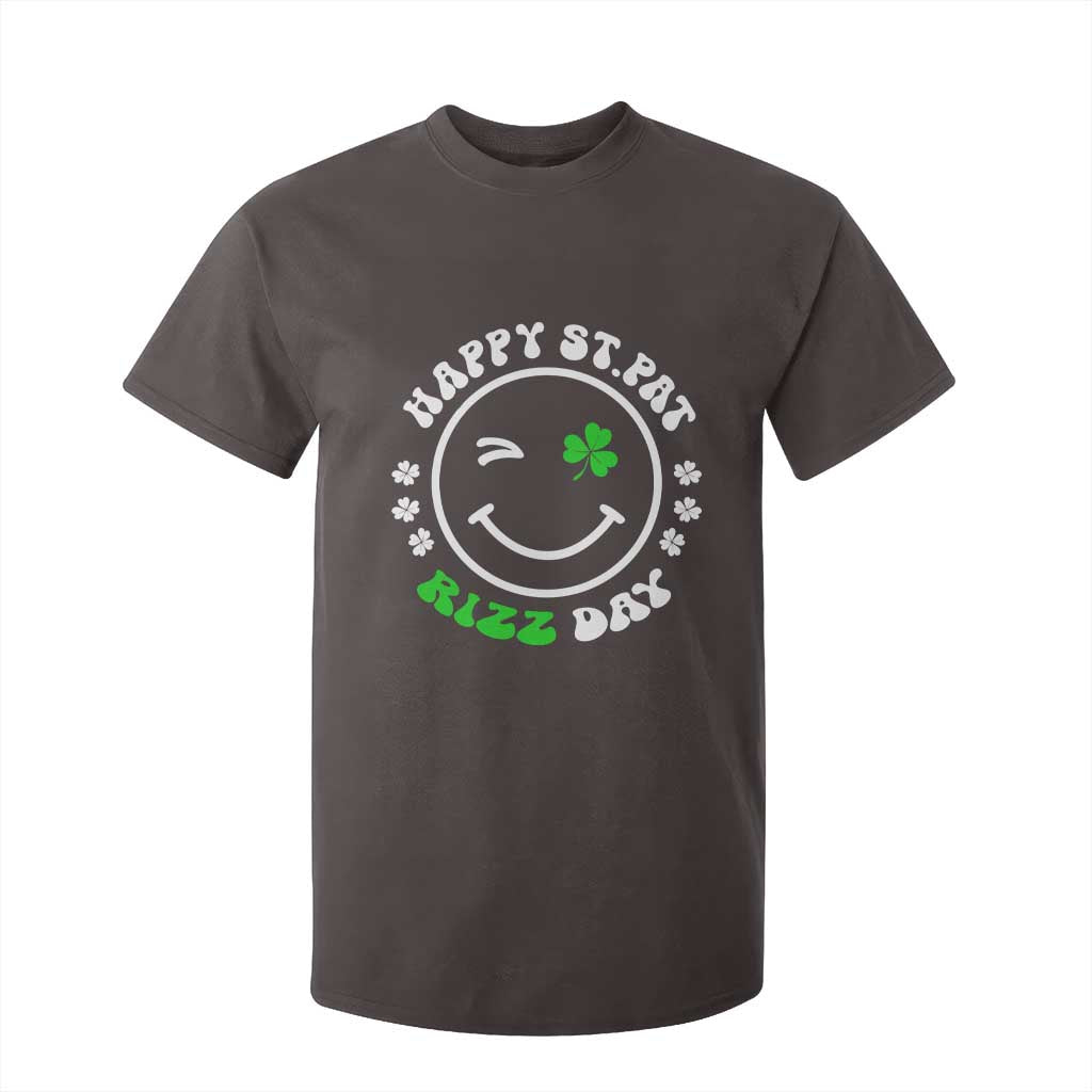 Funny St. Patrick's Day T Shirt For Kid Happy St Pat Rizz Day Shamrock Lucky Face TS09 Dark Chocolate Print Your Wear