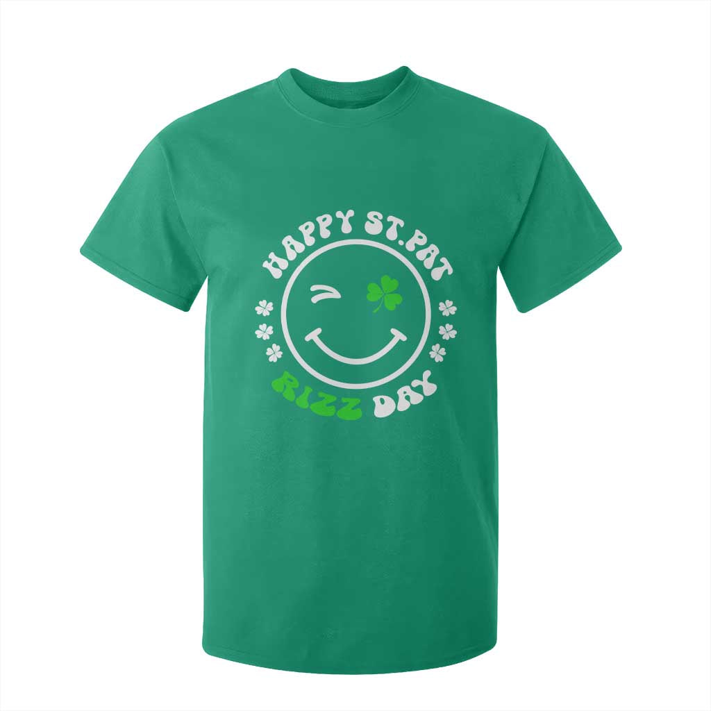 Funny St. Patrick's Day T Shirt For Kid Happy St Pat Rizz Day Shamrock Lucky Face TS09 Irish Green Print Your Wear