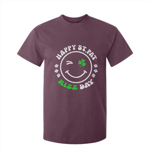 Funny St. Patrick's Day T Shirt For Kid Happy St Pat Rizz Day Shamrock Lucky Face TS09 Maroon Print Your Wear