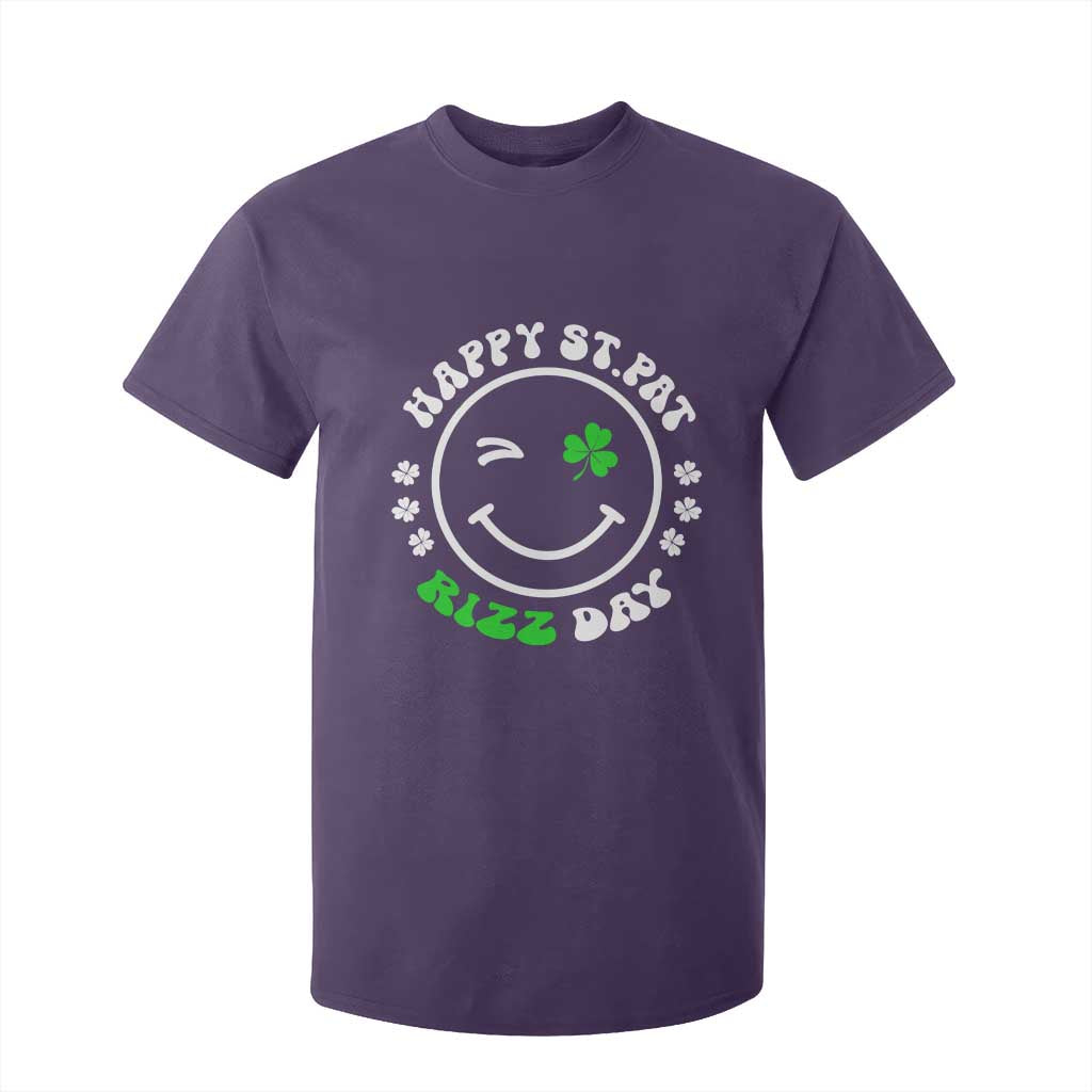 Funny St. Patrick's Day T Shirt For Kid Happy St Pat Rizz Day Shamrock Lucky Face TS09 Purple Print Your Wear