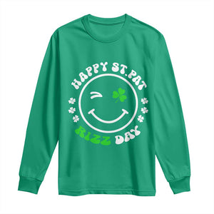 Funny St. Patrick's Day Long Sleeve Shirt Happy St Pat Rizz Day Shamrock Lucky Face TS09 Irish Green Print Your Wear