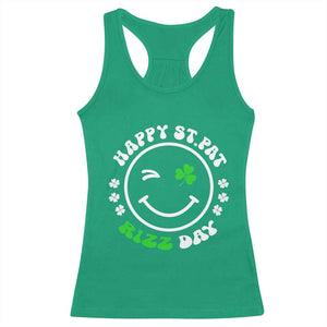 Funny St. Patrick's Day Racerback Tank Top Happy St Pat Rizz Day Shamrock Lucky Face TS09 Irish Green Print Your Wear
