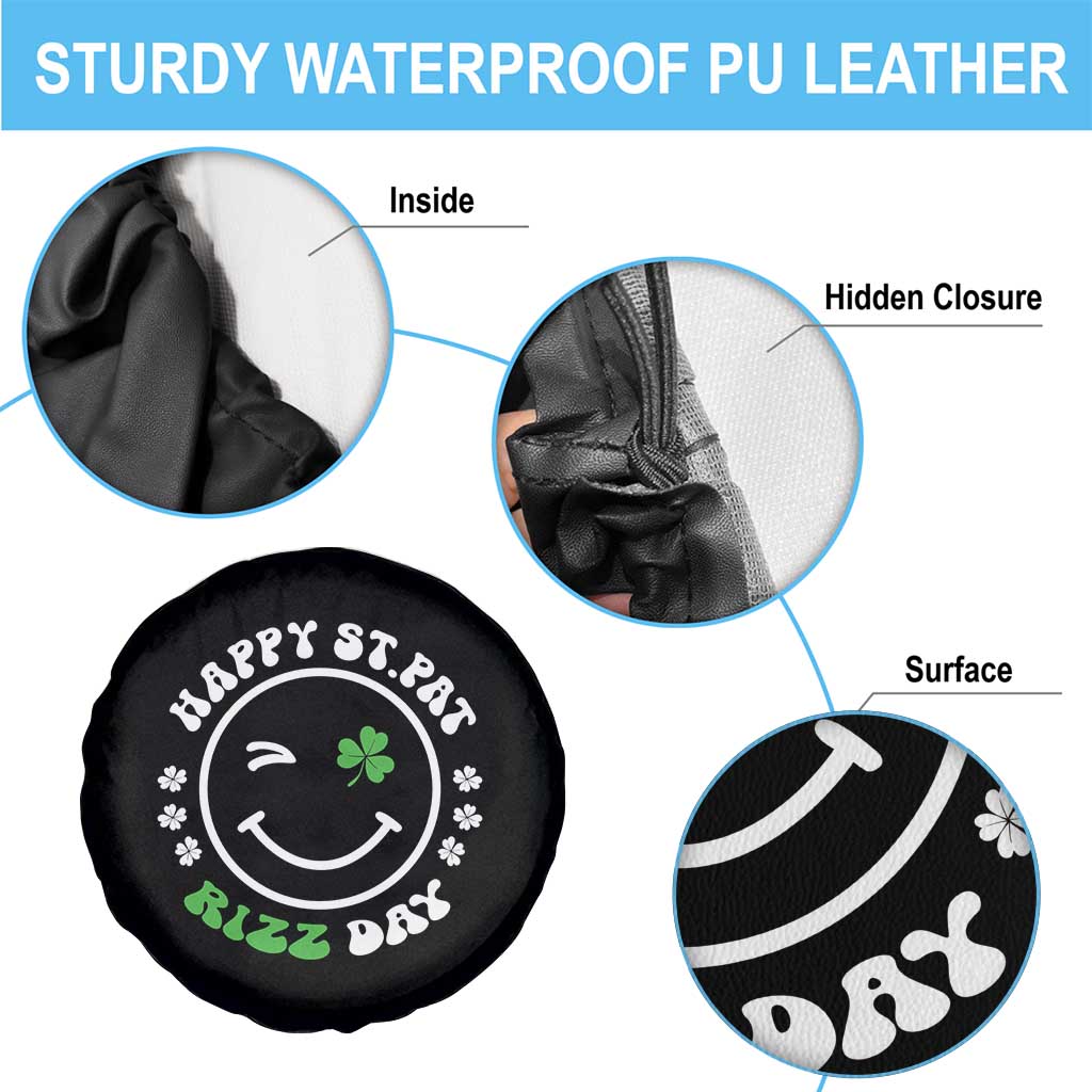 Funny St. Patrick's Day Spare Tire Cover Happy St Pat Rizz Day Shamrock Lucky Face TS09 Print Your Wear