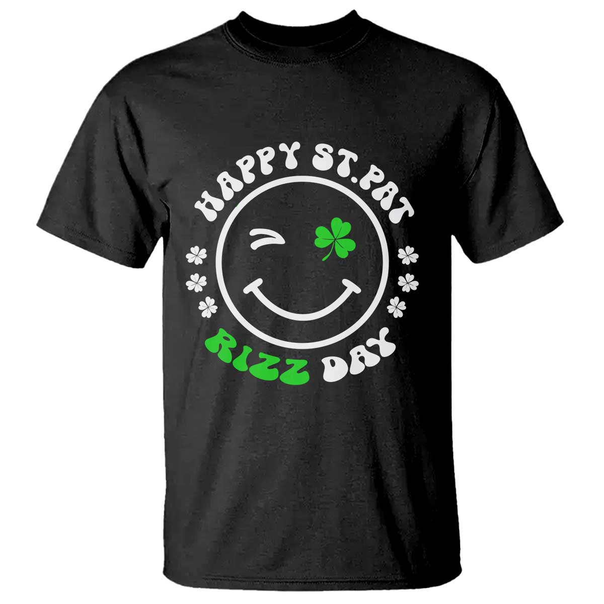 Funny St. Patrick's Day T Shirt Happy St Pat Rizz Day Shamrock Lucky Face TS09 Black Print Your Wear
