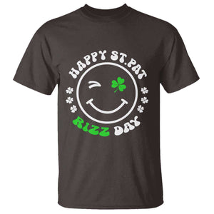 Funny St. Patrick's Day T Shirt Happy St Pat Rizz Day Shamrock Lucky Face TS09 Dark Chocolate Print Your Wear