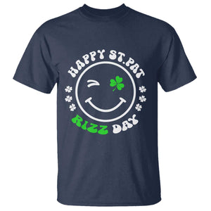 Funny St. Patrick's Day T Shirt Happy St Pat Rizz Day Shamrock Lucky Face TS09 Navy Print Your Wear