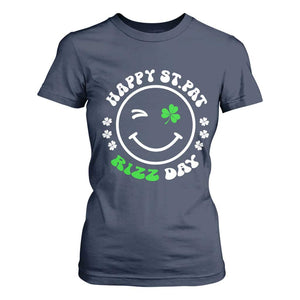 Funny St. Patrick's Day T Shirt For Women Happy St Pat Rizz Day Shamrock Lucky Face TS09 Navy Print Your Wear