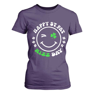Funny St. Patrick's Day T Shirt For Women Happy St Pat Rizz Day Shamrock Lucky Face TS09 Purple Print Your Wear