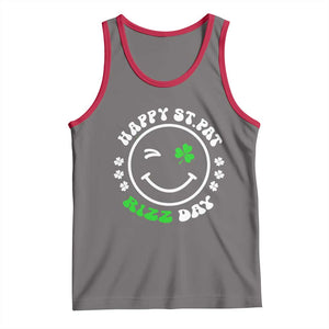 Funny St. Patrick's Day Tank Top Happy St Pat Rizz Day Shamrock Lucky Face TS09 Deep Heather Red Print Your Wear