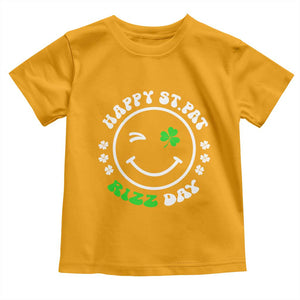 Funny St. Patrick's Day Toddler T Shirt Happy St Pat Rizz Day Shamrock Lucky Face TS09 Gold Print Your Wear