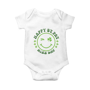 Funny St. Patrick's Day Baby Onesie Happy St Pat Rizz Day Lucky Shamrock Face TS09 White Print Your Wear
