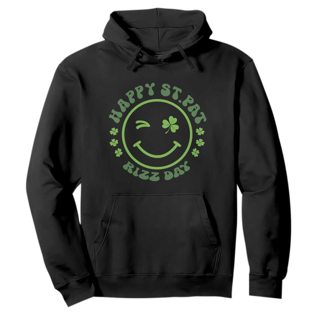 Funny St. Patrick's Day Hoodie Happy St Pat Rizz Day Lucky Shamrock Face TS09 Black Print Your Wear