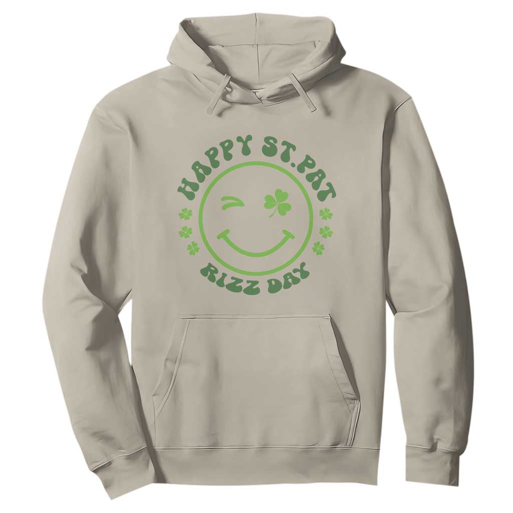 Funny St. Patrick's Day Hoodie Happy St Pat Rizz Day Lucky Shamrock Face TS09 Sand Print Your Wear