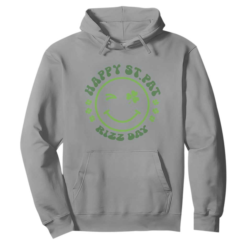 Funny St. Patrick's Day Hoodie Happy St Pat Rizz Day Lucky Shamrock Face TS09 Sport Gray Print Your Wear