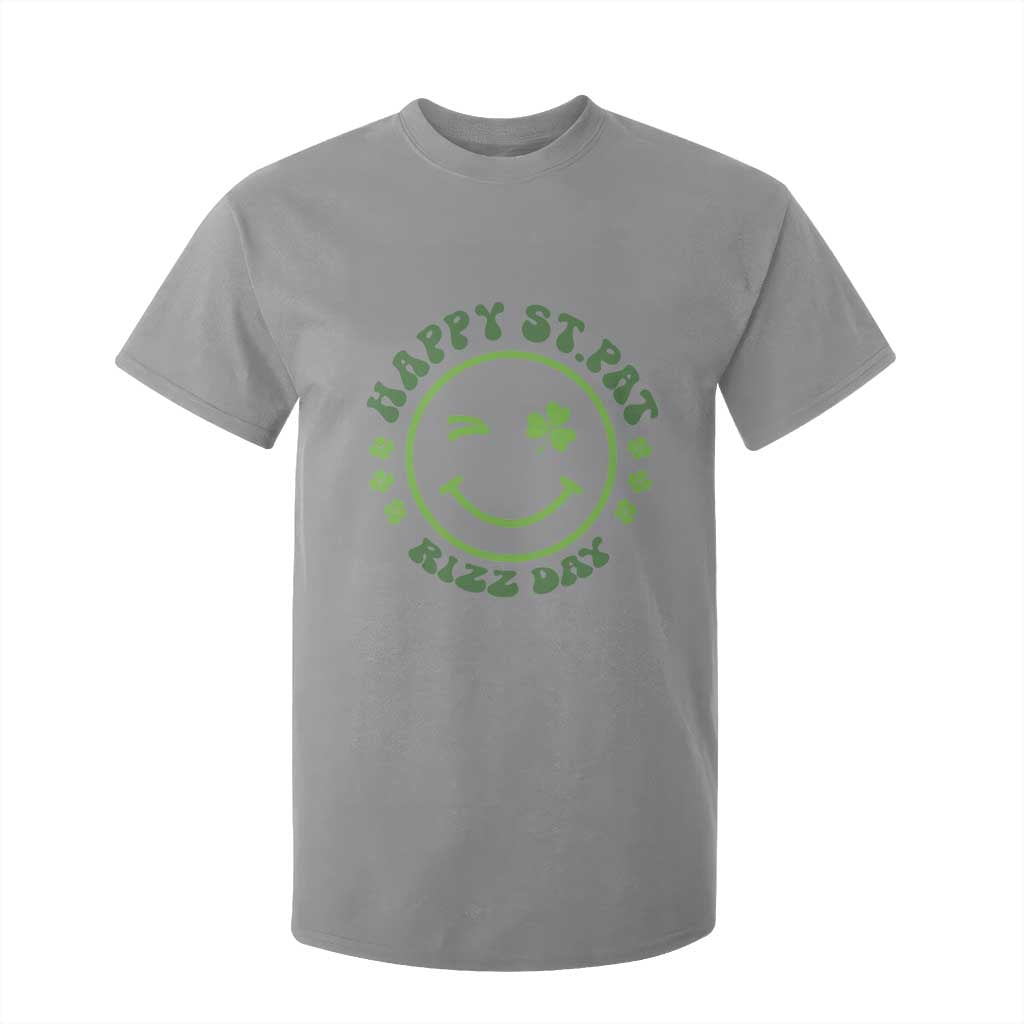 Funny St. Patrick's Day T Shirt For Kid Happy St Pat Rizz Day Lucky Shamrock Face TS09 Sport Gray Print Your Wear
