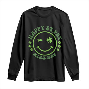 Funny St. Patrick's Day Long Sleeve Shirt Happy St Pat Rizz Day Lucky Shamrock Face TS09 Black Print Your Wear