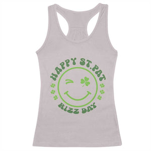 Funny St. Patrick's Day Racerback Tank Top Happy St Pat Rizz Day Lucky Shamrock Face TS09 Ice Gray Print Your Wear