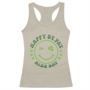 Funny St. Patrick's Day Racerback Tank Top Happy St Pat Rizz Day Lucky Shamrock Face TS09 Sand Print Your Wear