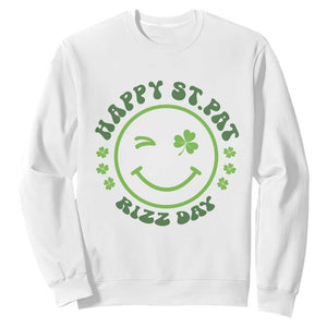 Funny St. Patrick's Day Sweatshirt Happy St Pat Rizz Day Lucky Shamrock Face TS09 White Print Your Wear