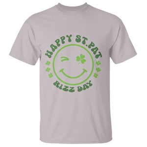 Funny St. Patrick's Day T Shirt Happy St Pat Rizz Day Lucky Shamrock Face TS09 Ice Gray Print Your Wear