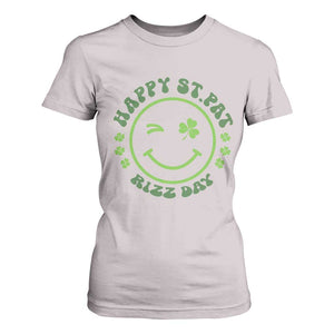 Funny St. Patrick's Day T Shirt For Women Happy St Pat Rizz Day Lucky Shamrock Face TS09 Ice Gray Print Your Wear