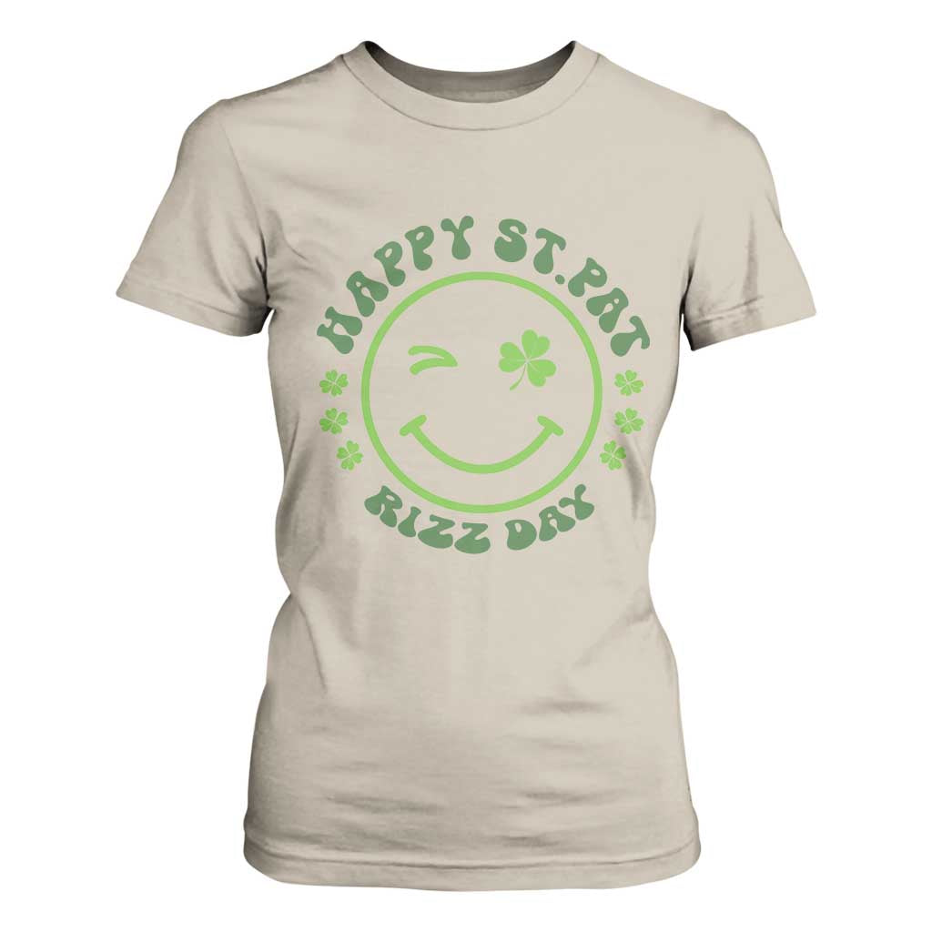 Funny St. Patrick's Day T Shirt For Women Happy St Pat Rizz Day Lucky Shamrock Face TS09 Sand Print Your Wear