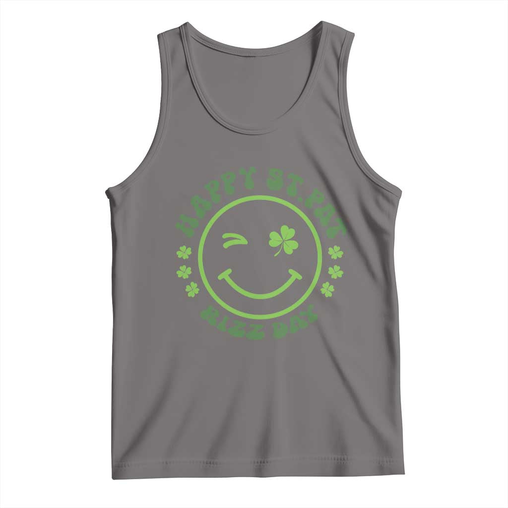 Funny St. Patrick's Day Tank Top Happy St Pat Rizz Day Lucky Shamrock Face TS09 Deep Heather Print Your Wear
