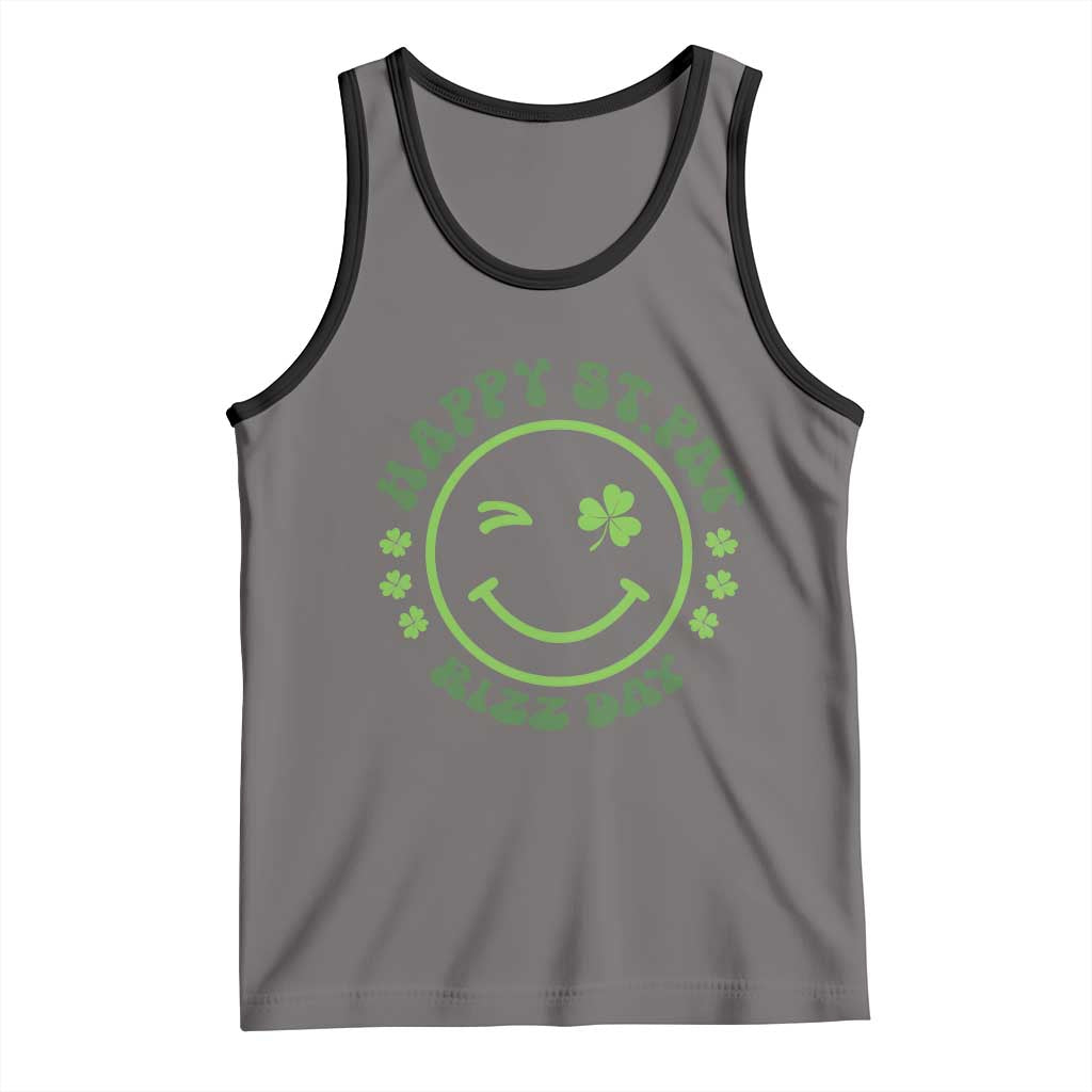 Funny St. Patrick's Day Tank Top Happy St Pat Rizz Day Lucky Shamrock Face TS09 Deep Heather Black Print Your Wear