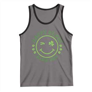 Funny St. Patrick's Day Tank Top Happy St Pat Rizz Day Lucky Shamrock Face TS09 Deep Heather Black Print Your Wear