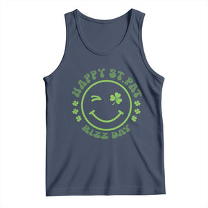 Funny St. Patrick's Day Tank Top Happy St Pat Rizz Day Lucky Shamrock Face TS09 Navy Print Your Wear