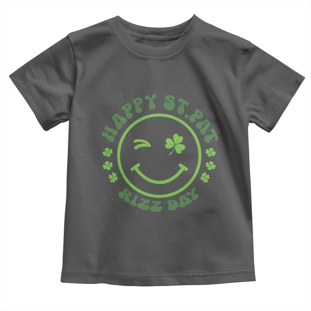 Funny St. Patrick's Day Toddler T Shirt Happy St Pat Rizz Day Lucky Shamrock Face TS09 Dark Heather Print Your Wear