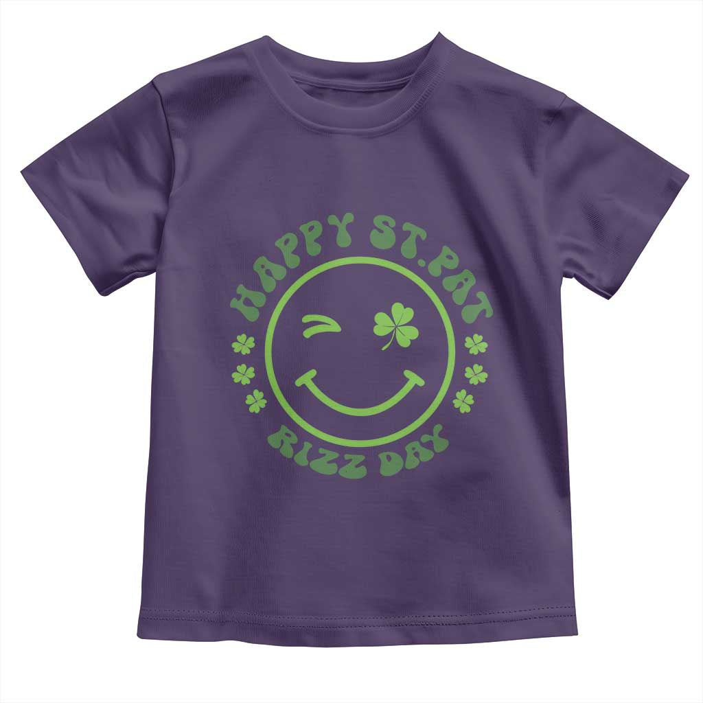 Funny St. Patrick's Day Toddler T Shirt Happy St Pat Rizz Day Lucky Shamrock Face TS09 Purple Print Your Wear