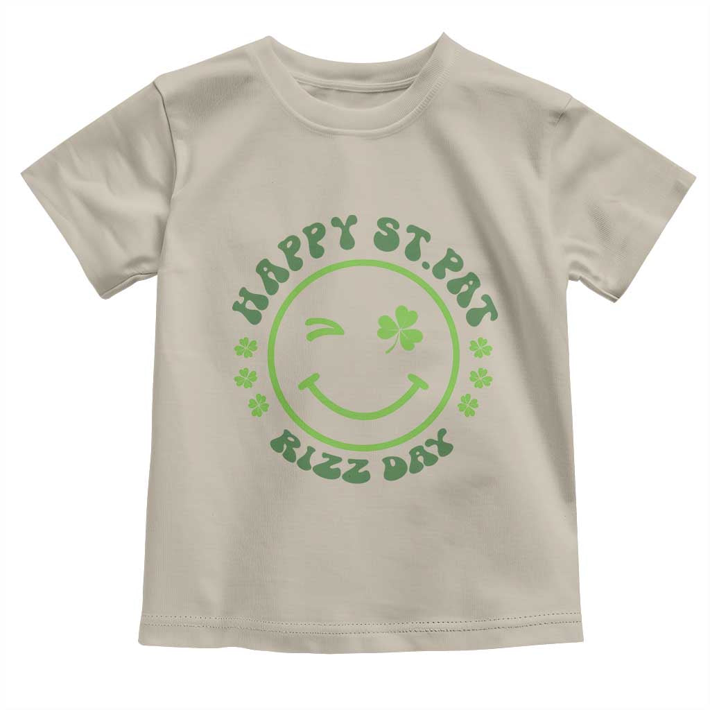 Funny St. Patrick's Day Toddler T Shirt Happy St Pat Rizz Day Lucky Shamrock Face TS09 Sand Print Your Wear