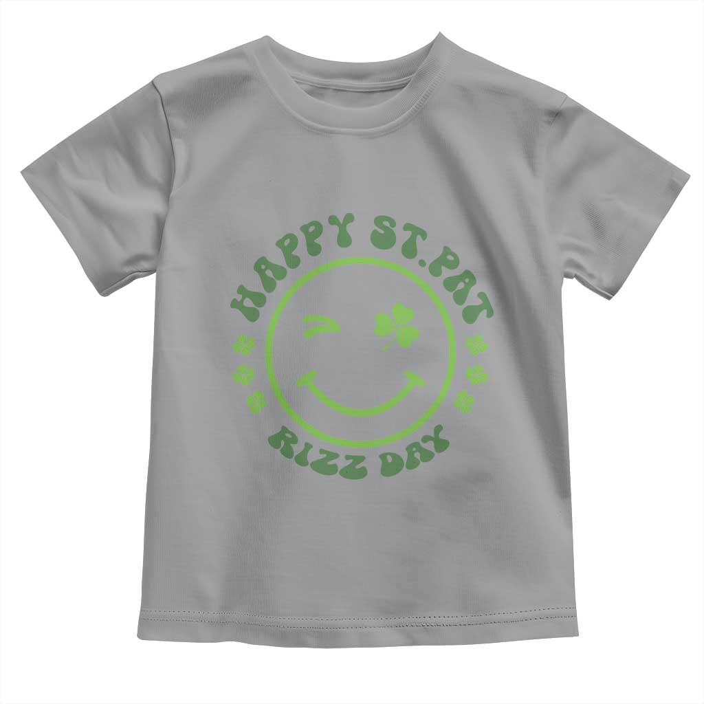 Funny St. Patrick's Day Toddler T Shirt Happy St Pat Rizz Day Lucky Shamrock Face TS09 Sport Gray Print Your Wear