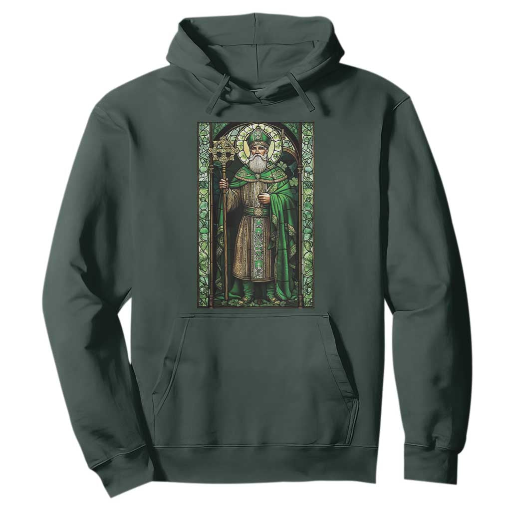 St. Patrick's Day Hoodie Saint Patrick Art Aesthetic Stained Glass TS09 Dark Forest Green Print Your Wear
