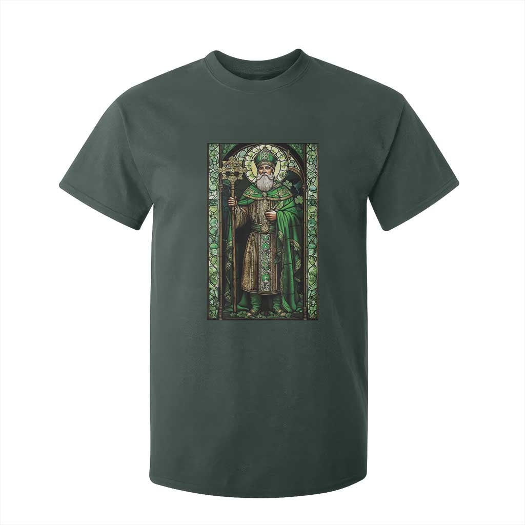 St. Patrick's Day T Shirt For Kid Saint Patrick Art Aesthetic Stained Glass TS09 Dark Forest Green Print Your Wear
