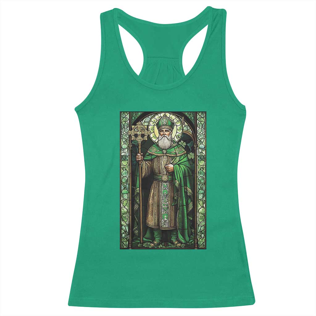 St. Patrick's Day Racerback Tank Top Saint Patrick Art Aesthetic Stained Glass TS09 Irish Green Print Your Wear