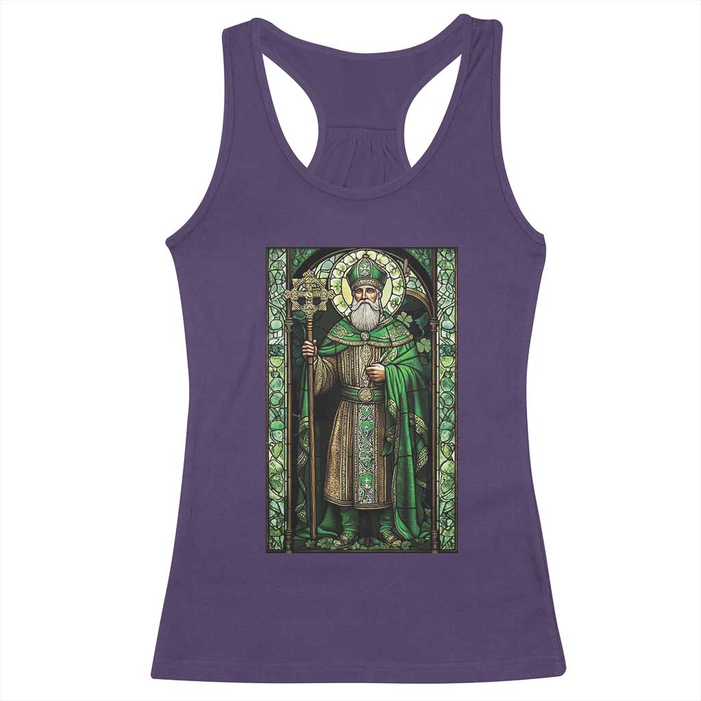 St. Patrick's Day Racerback Tank Top Saint Patrick Art Aesthetic Stained Glass TS09 Purple Print Your Wear