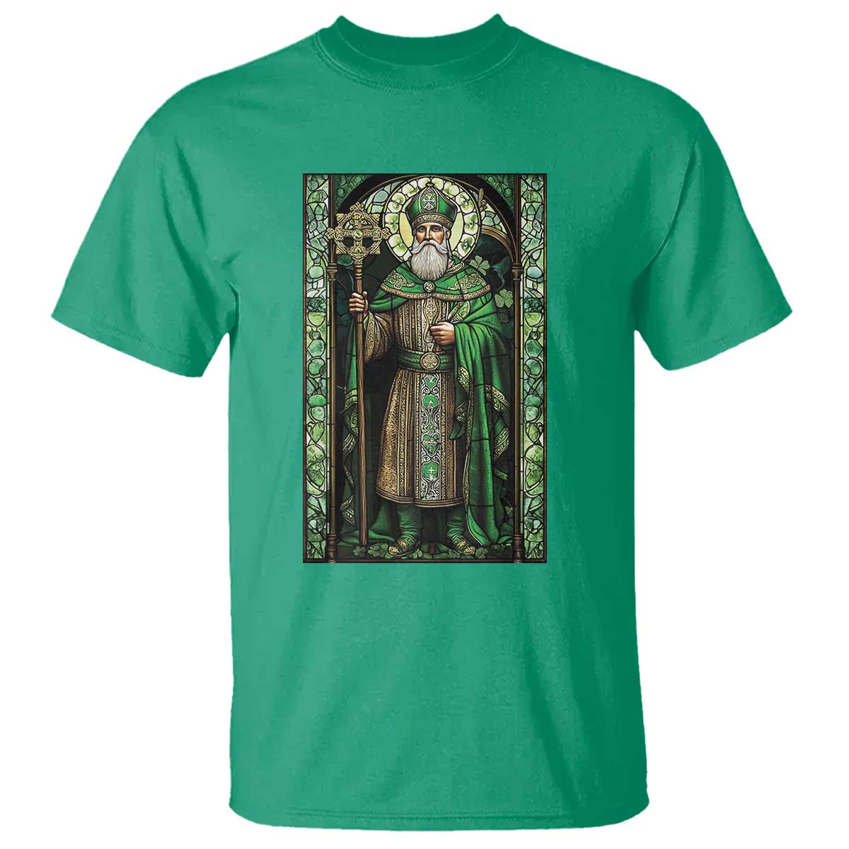 St. Patrick's Day T Shirt Saint Patrick Art Aesthetic Stained Glass TS09 Irish Green Print Your Wear