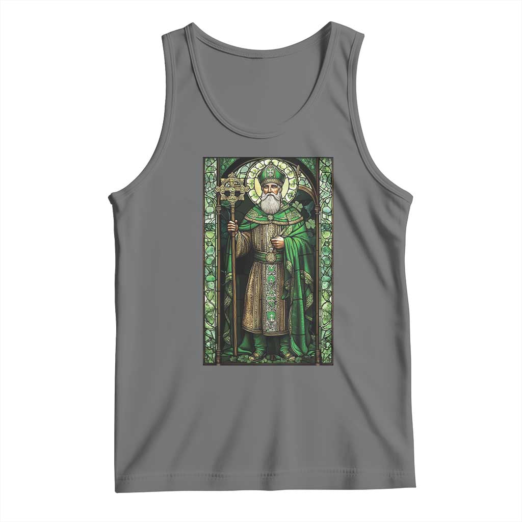 St. Patrick's Day Tank Top Saint Patrick Art Aesthetic Stained Glass TS09 Black Heather Print Your Wear