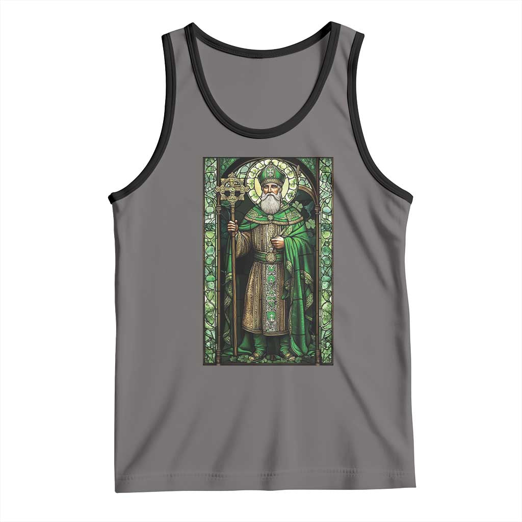 St. Patrick's Day Tank Top Saint Patrick Art Aesthetic Stained Glass TS09 Deep Heather Black Print Your Wear
