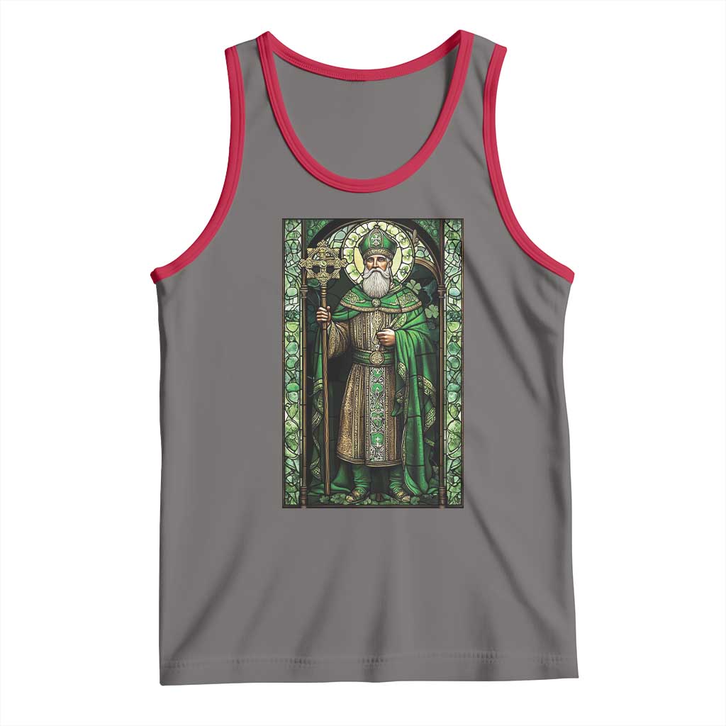 St. Patrick's Day Tank Top Saint Patrick Art Aesthetic Stained Glass TS09 Deep Heather Red Print Your Wear