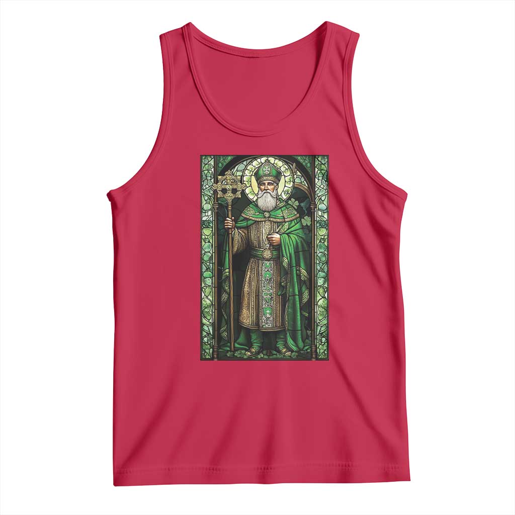 St. Patrick's Day Tank Top Saint Patrick Art Aesthetic Stained Glass TS09 Red Print Your Wear