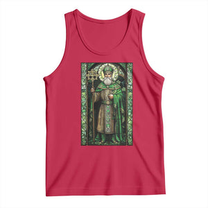 St. Patrick's Day Tank Top Saint Patrick Art Aesthetic Stained Glass TS09 Red Print Your Wear