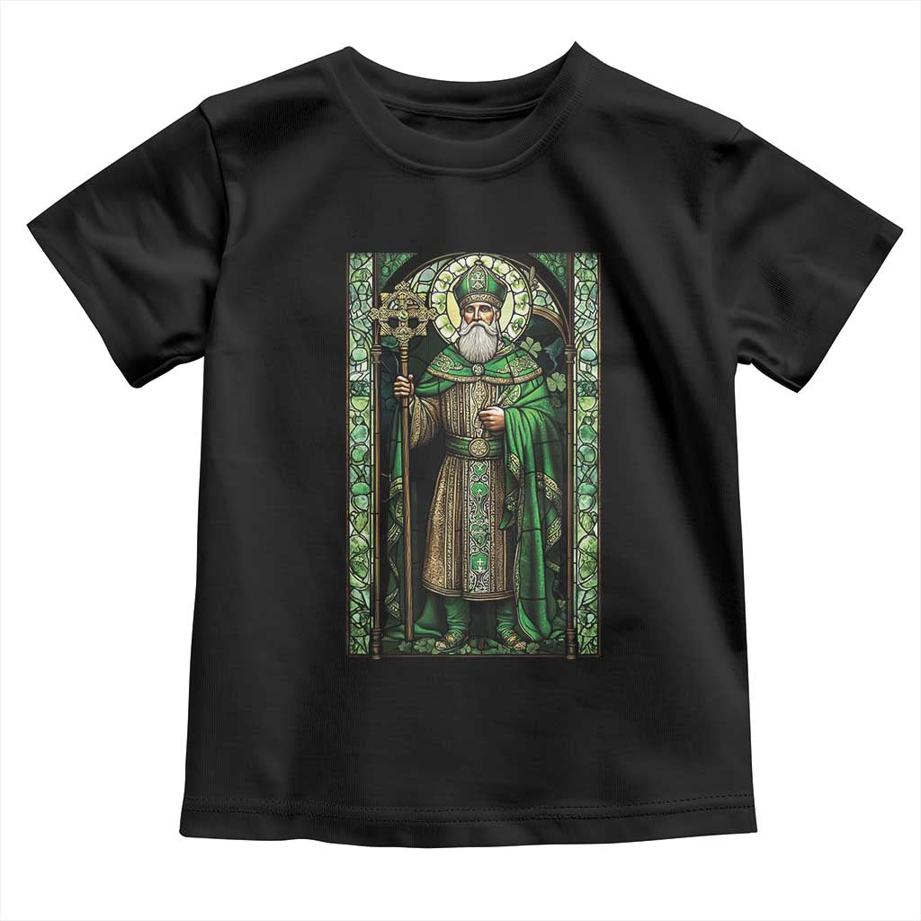 St. Patrick's Day Toddler T Shirt Saint Patrick Art Aesthetic Stained Glass TS09 Black Print Your Wear