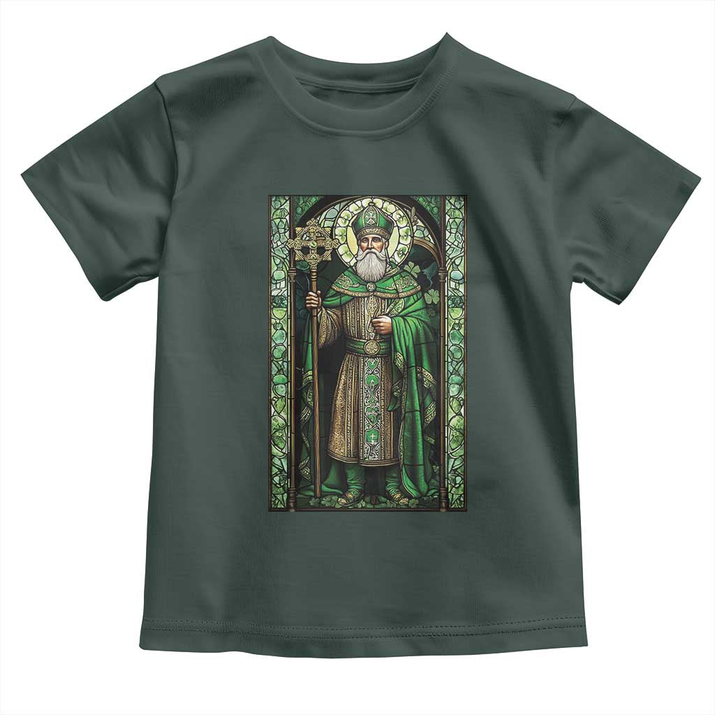 St. Patrick's Day Toddler T Shirt Saint Patrick Art Aesthetic Stained Glass TS09 Dark Forest Green Print Your Wear