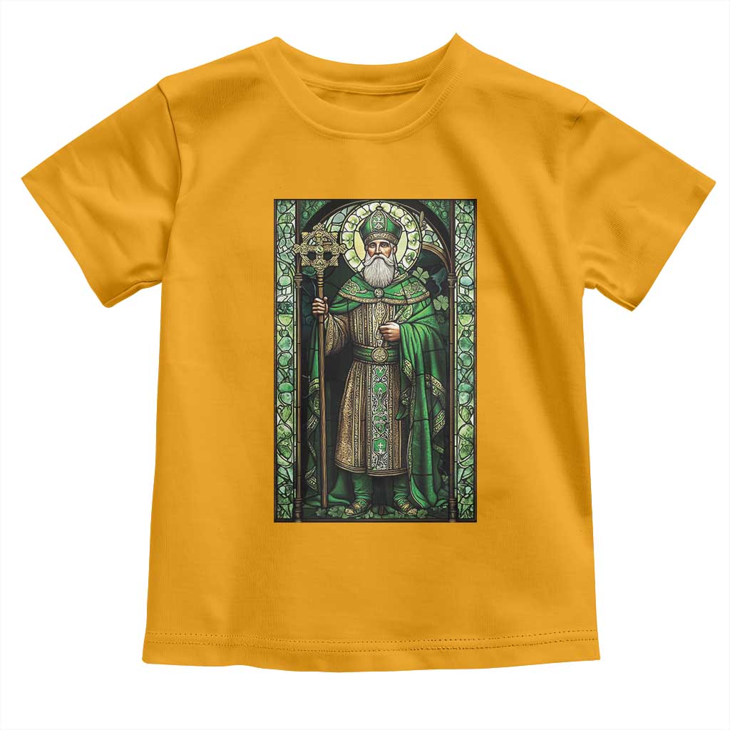 St. Patrick's Day Toddler T Shirt Saint Patrick Art Aesthetic Stained Glass TS09 Gold Print Your Wear